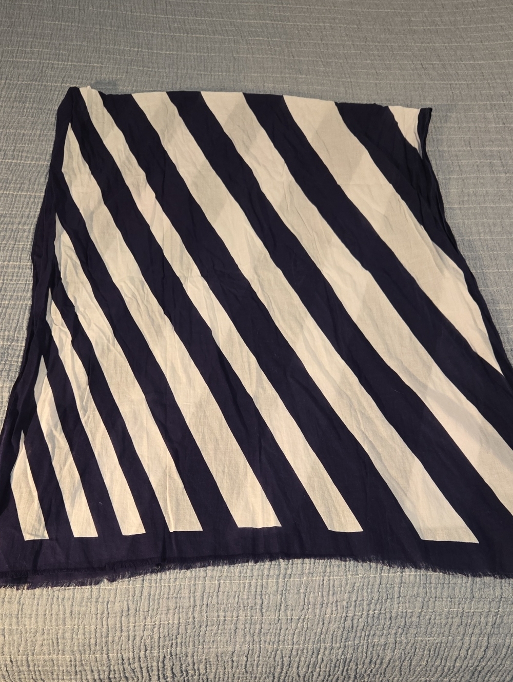 Vintage Cotton Striped Navy and White Scarf
